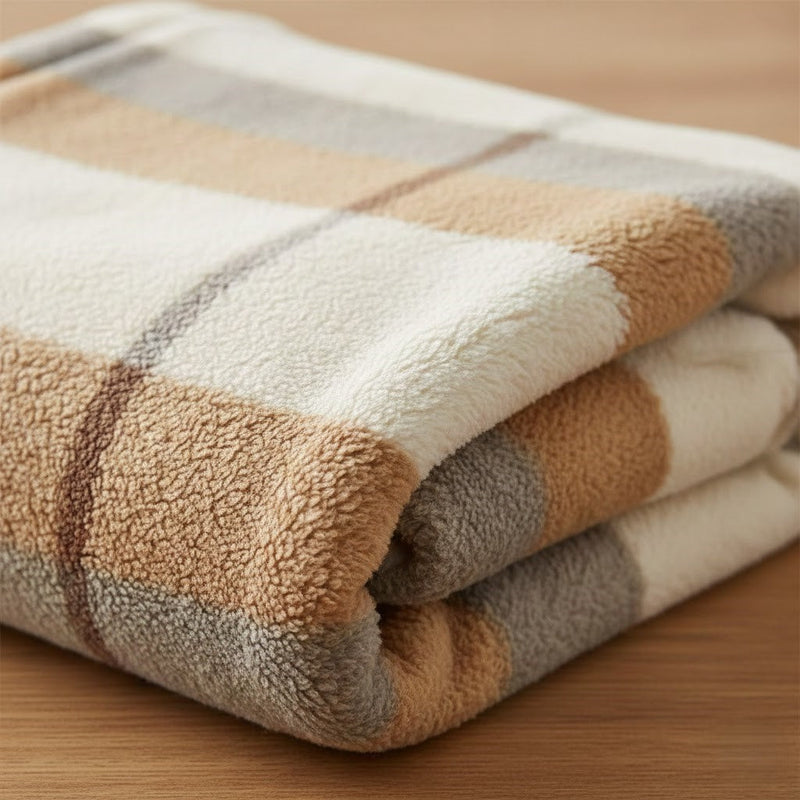 Soft neutral fleece dog blanket for couch