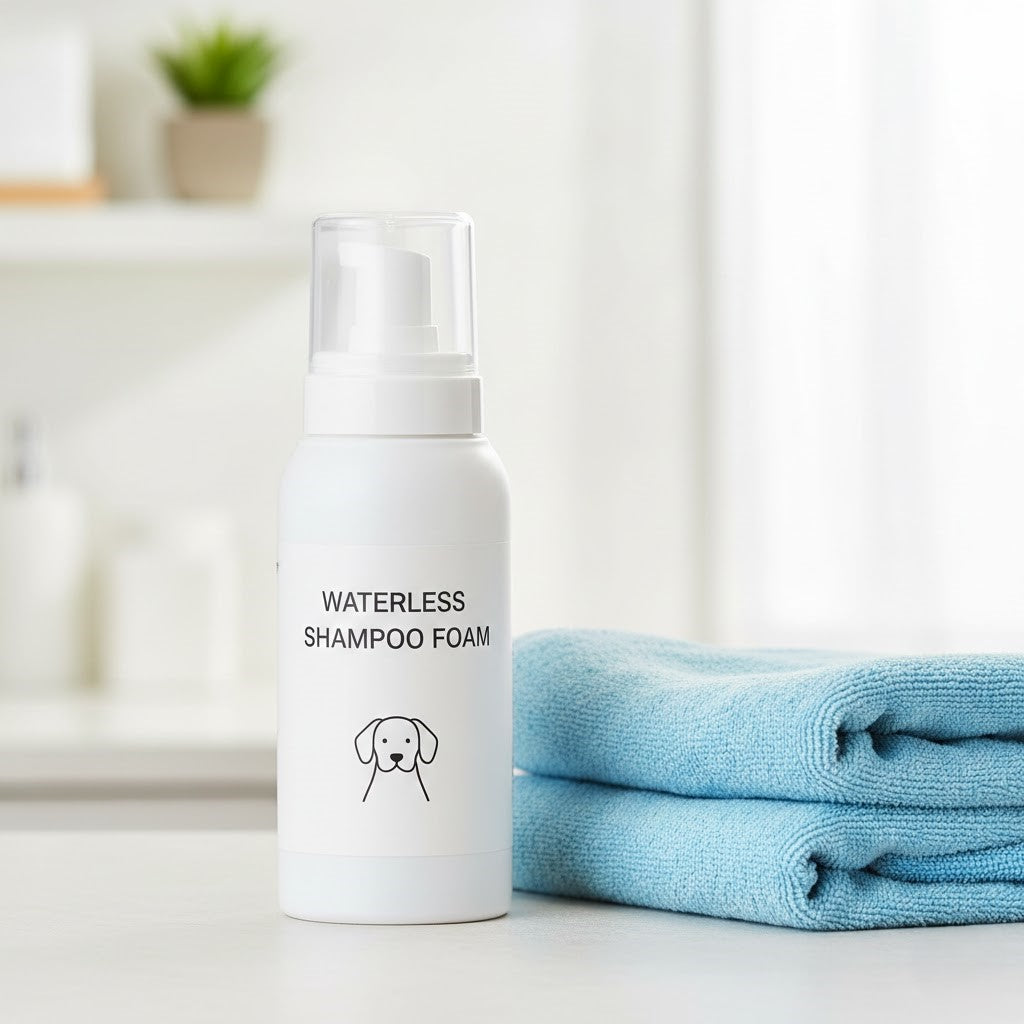 Foaming waterless dry shampoo for dogs