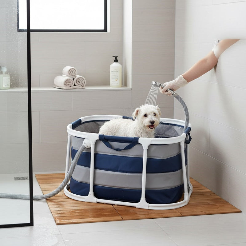 Collapsible portable dog bathtub for shower