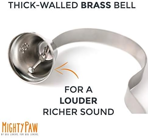 Mighty Paw Metal Dog Doorbell - Durable Bell Big Dog - Optimized Sound - Includes Doggy Doorbell Training Tips - Durable Sleek Silver Bell - Puppy Supplies - Pet Potty Training
