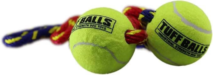 PetSport Fling Thing - Dog Tennis Ball Rope, Tennis Ball on Rope, Dog Toys Rope with Ball, Rope Ball, Heavy Duty Webbing, Non-Abrasive Polyester, Certified Non-Toxic - 12 Inch, 3-Pack