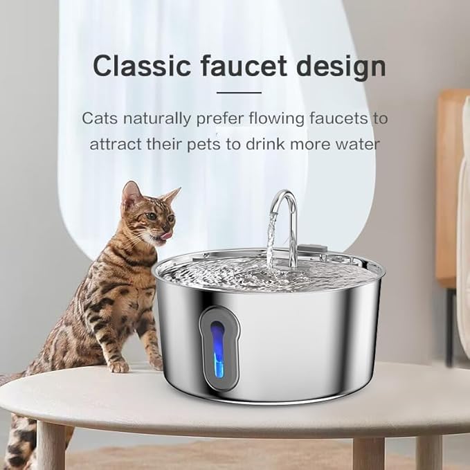 4L/135oz Large Cat Water Fountain Advanced 304 Stainless Steel with Detachable Tank, Easy to Clean, Automatic Pet Fountain Quiet Cats Water Dispenser, Dogs (135oz Large Cat Fountain)