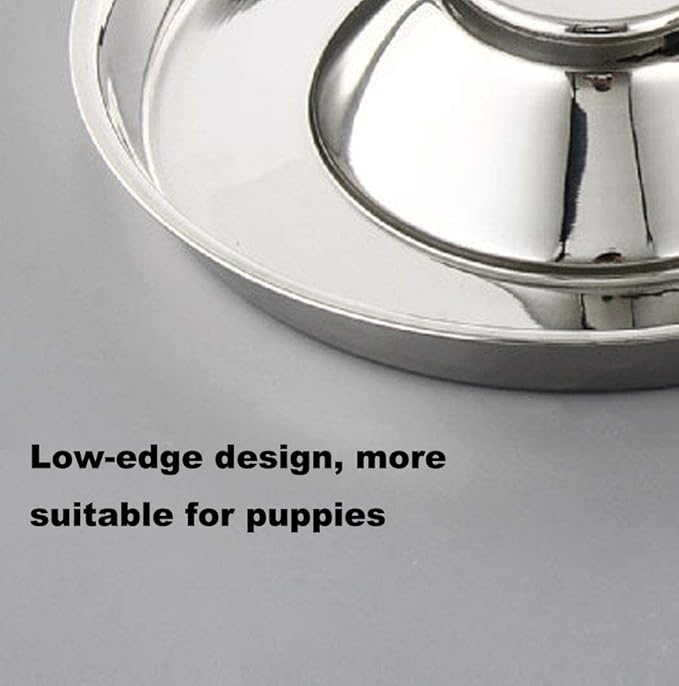 YUDANSI Stainless Steel Puppy Weaning Bowls,Cat Bowls for Food Water,Multiple Puppies Feeder Whelping Dishes,Litter Feeding Station Pans for Small Dogs Cats Eating at Same Time-Small Medium Large Size