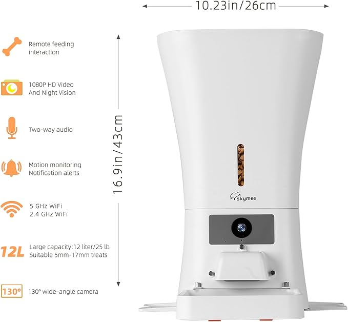 12L 5G WiFi Aautomatic Dog Feeder Large Breed & Automatic cat feeders 1080P Full HD Pet Camera Treat Dispenser Food Dispenser