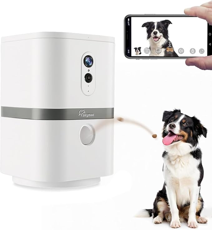 Petalk AI II Dog Camera Automatic Treat Dispenser, 5G WiFi Pet Camera with 180° Pan Full-Room View