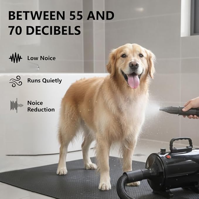 Dog Dryer, 3.26HP/2400W High Velocity Blow Dryer for Dogs with Adjustable Speed and Temperature Control, Low-Noise Pet Blower with 3 Nozzles, Retractable Hose for Professional Pet Grooming