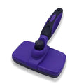 Self Cleaning Slicker Brush - Pet Hair Removal Tool for Long Short Hair grooming: Soft Rubber Tips Gentle on Sensitive Skin Cat Dog brush Specifically for Indoor pet hair removal glove (purple)