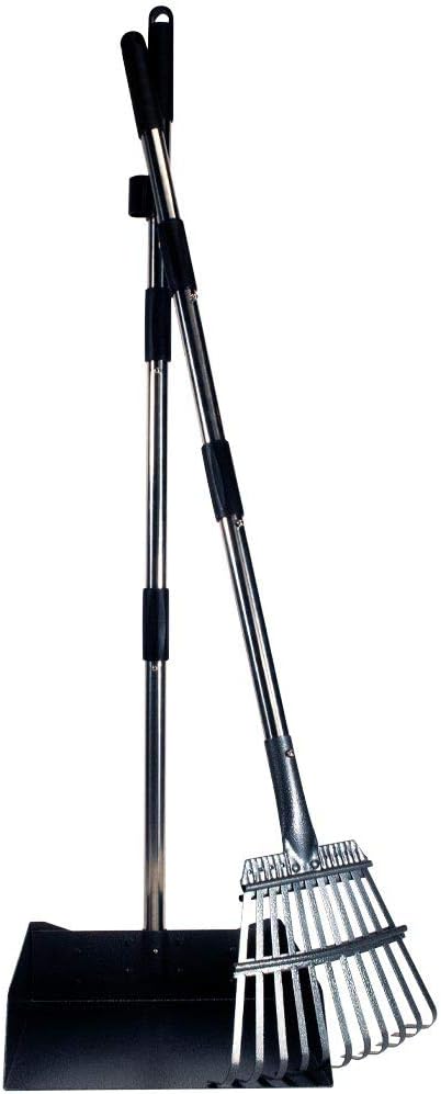 Bodhi Dog Pooper Scooper for Large Dogs - Heavy Duty Metal Poop Scoop w/Long Handle Tray & Rake - Dog Poop Scooper for Yard, Grass, Street, Gravel & Outdoor Areas - Pet Waste Cleanup Tool