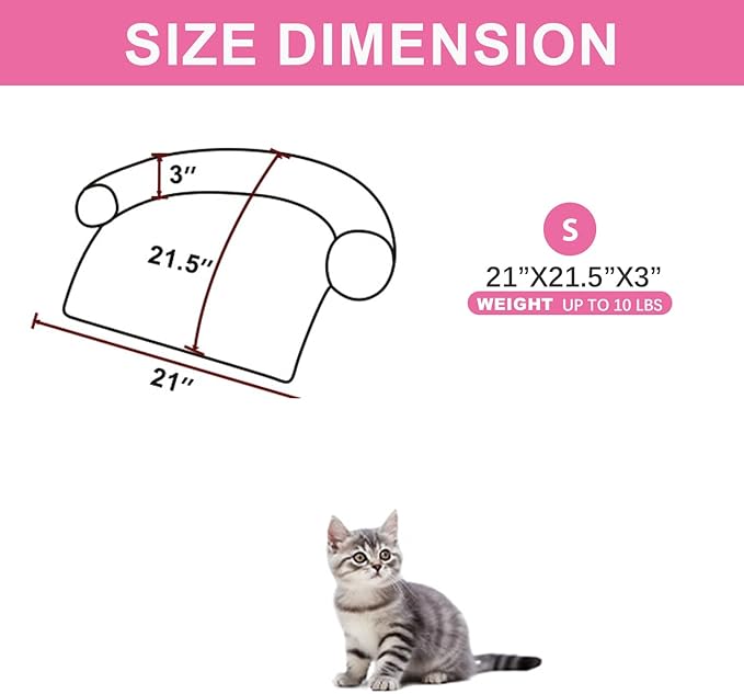 Tinaco Luxurious Calming Dogs/Cats Bed Mats, Dog Pad Washable Removable Couch Cover, Plush Long Fur Mat for Pets, Waterproof Lining, Perfect for Small, Medium and Large Dogs and Cats (Pink, 21"x21")