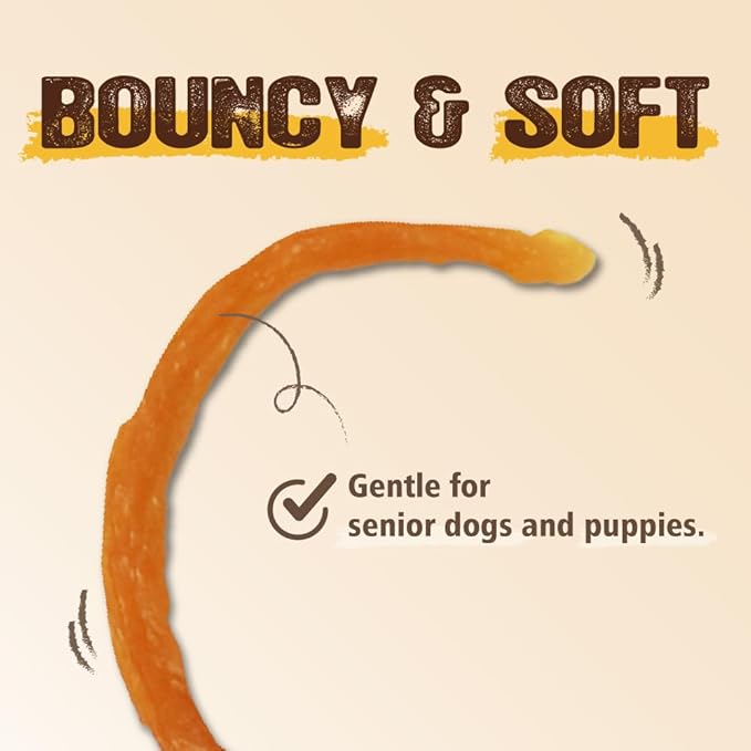 Gootoe Soft Turkey Tendon Stirip 3oz, Natural Chewy Snack, USA-Sourced Turkey Tendon, Premium Training Chews, Hypoallergenic, Reseal Value Bags, Ideal for Small & Senior Dogs