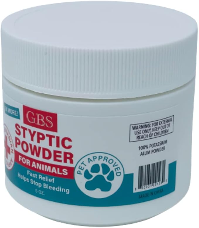 5 oz Styptic Powder for Dogs, Cats & Birds Stops Bleeding– Quick Blood Clotting for Nail Clipping, Minor Cuts, Tail Docking & Wing Clipping – Pet First Aid Hemostatic Powder with Sealed Top & Scoop