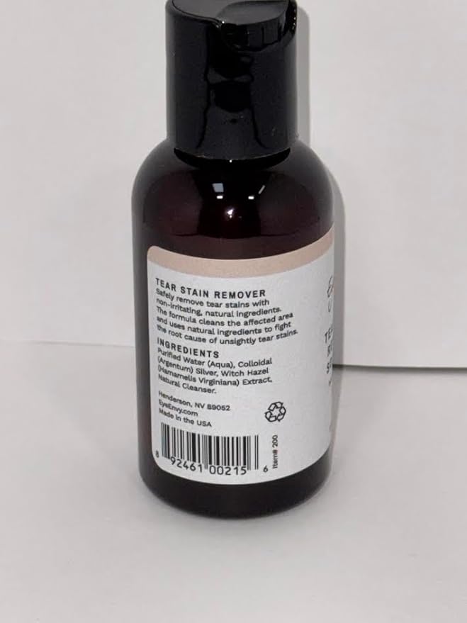 Eye Envy Tear Stain Remover Solution for Dogs. 100% Natural, Safe. Treats The Cause of Stains. Recommended by AKC Breeders, Vets, Handlers, Groomers. Contains Colloidal Silver. 2 oz. Made in USA