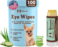 Natural Dog Eye Wipes & Snout Soother Travel Stick Bundle – Tear Stain Remover Wipes 100ct + Dog Nose Balm for Dry Noses 0.15oz, Gentle, Natural Ingredients, Lick-Safe, Travel-Friendly Dog Care Set