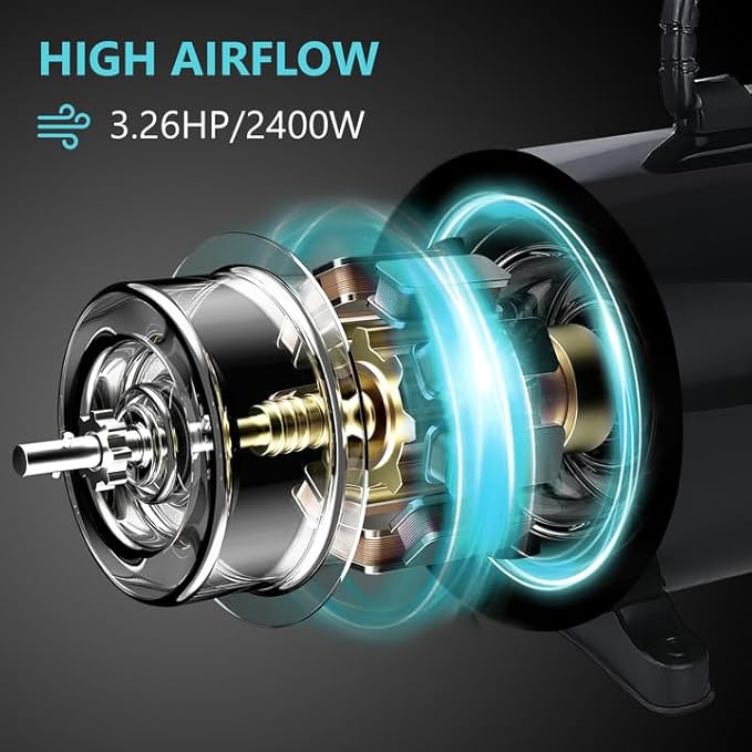 Dog Dryer, 3.26HP/2400W High Velocity Blow Dryer for Dogs with Adjustable Speed and Temperature Control, Low-Noise Pet Blower with 3 Nozzles, Retractable Hose for Professional Pet Grooming