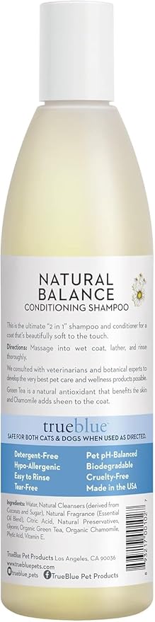 TrueBlue Natural Balance Conditioning Dog Shampoo with Green Tea & Chamomile - Cleansing Wash, Deodorizing, Moisturizing – Toxin Free, Natural Botanical Blend – Tearless Cleaner – 12 Fl. Oz.