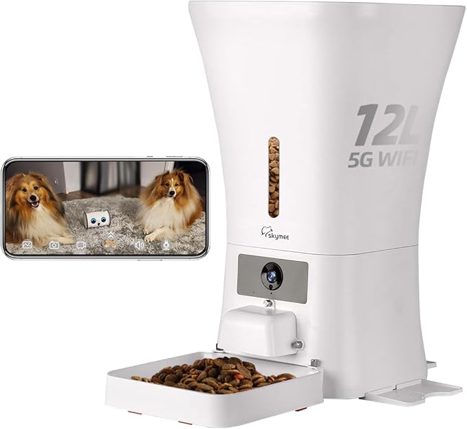 12L 5G WiFi Aautomatic Dog Feeder Large Breed & Automatic cat feeders 1080P Full HD Pet Camera Treat Dispenser Food Dispenser