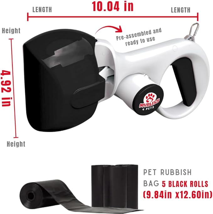 Dog Poop Scooper Comes with 100 Poop Bags for Dogs & Leash Clip - Portable Pooper Scooper for Dogs, Small & Medium Size Pets–Strong Waste Bags Dispenser for Easy Waste Cleanup, Outdoor Dog Poop Scoop