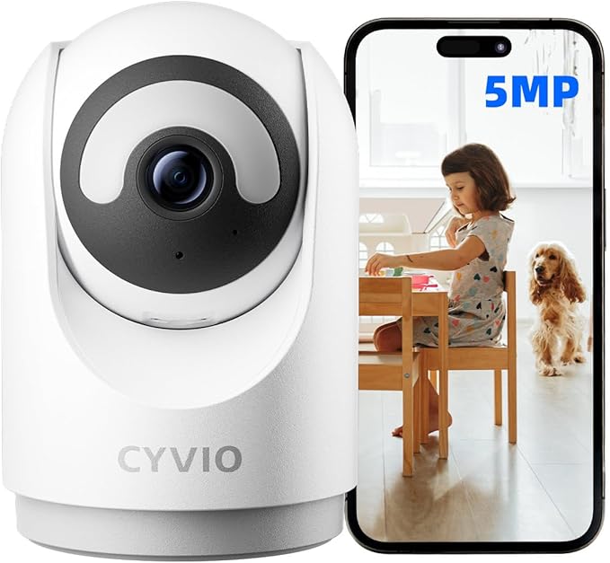 Indoor WiFi Camera, Plug-in Wireless Security Camera with 5MP 3K Video, Pan/Tilt, 2-Way Audio, AI Motion Detection, No Subscription, for Home, Baby & Pet