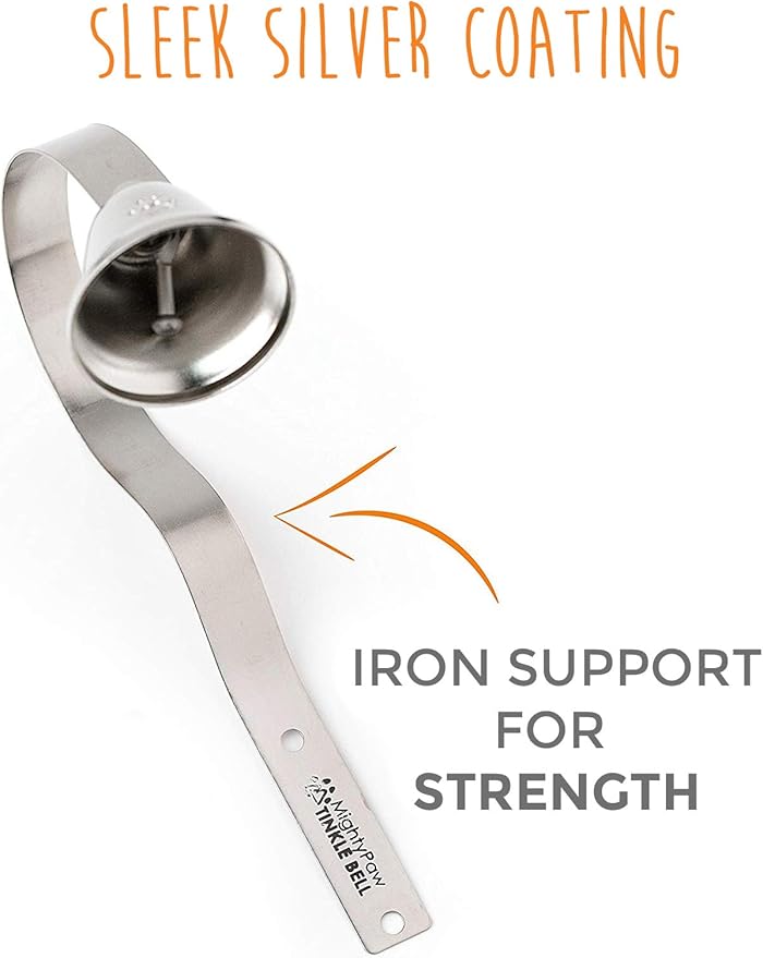 Mighty Paw Metal Dog Doorbell - Durable Bell Big Dog - Optimized Sound - Includes Doggy Doorbell Training Tips - Durable Sleek Silver Bell - Puppy Supplies - Pet Potty Training