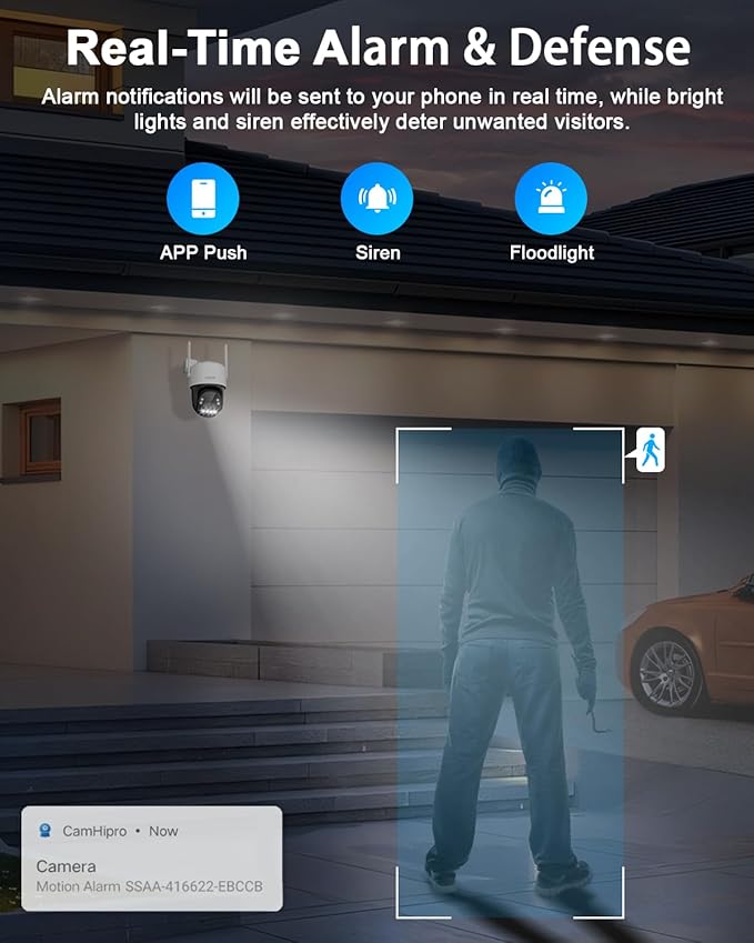 4K PTZ Security Camera Outdoor with Rapid 10X Hybrid Zoom, 355°Pan & 90° Tilt, True 8MP Dual-Lens WiFi Camera with Auto Tracking, AI Human/Vehicle/Pet Detection, Color Night Vision, RTSP
