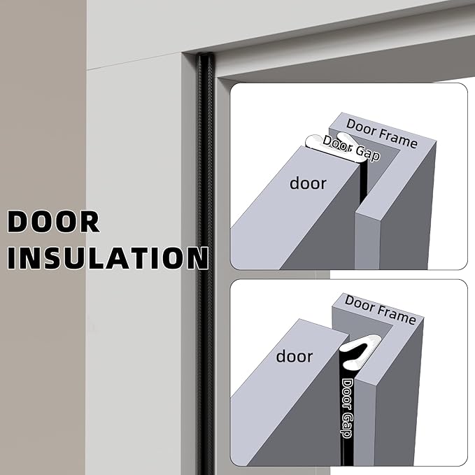 1 Pack*19.6 Ft Self-Adhesive V Shape Foam Window Weather Stripping Door Seal Insulation Strip for Winter, Soundproof Exterior Front Frame Gap Filler, Draft Stopper Tape Noise Light Blocker (Black)