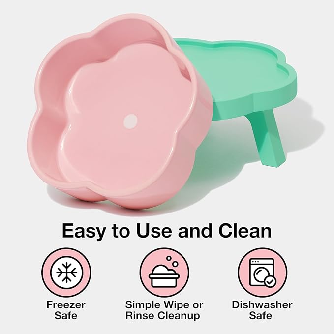 VETRESKA Elevated Dog Bowls Large, 64OZ Ceramic Raised Dog Bowl with Bamboo Stand, Flower-Shaped Food Water Bowl, Pet Feeding Dish Bowls for Medium/Large Dogs and Cats