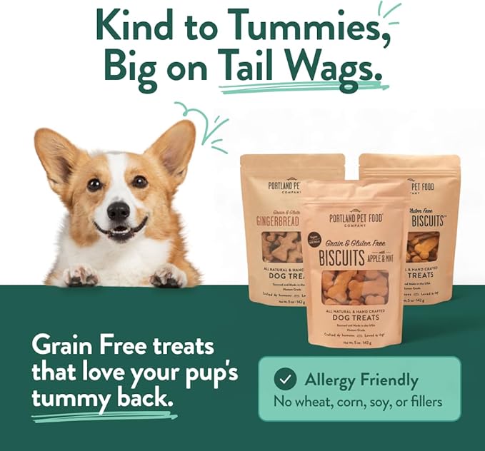 Portland Pet Food Company Healthy Dog Treats Vegan Variety Pack - Grain-Free, Human-Grade, Apple, Gingerbread, Pumpkin Treats - Natural Dog Training Treats & Biscuits Made in the USA Only - 3-Pack