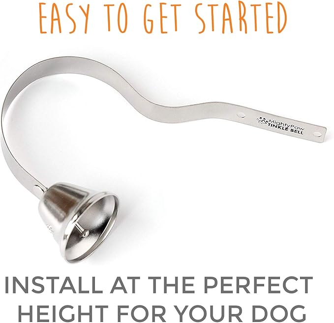 Mighty Paw Metal Dog Doorbell - Durable Bell Big Dog - Optimized Sound - Includes Doggy Doorbell Training Tips - Durable Sleek Silver Bell - Puppy Supplies - Pet Potty Training