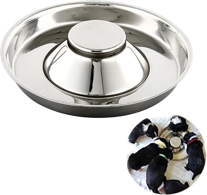 YUDANSI Stainless Steel Puppy Weaning Bowls,Cat Bowls for Food Water,Multiple Puppies Feeder Whelping Dishes,Litter Feeding Station Pans for Small Dogs Cats Eating at Same Time-Small Medium Large Size