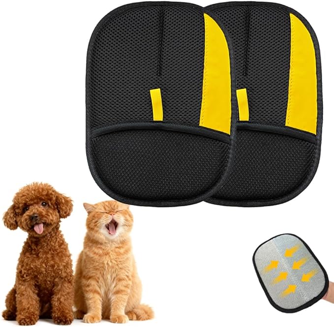 Electrostatic Gloves for Pet Hair Removal: Upgraded 2 PCS Animal Fur Removal Tool for Dogs & Cats Efficient Reusable Pet Hair Remover for Couch Carpet Car Seat Clothing Versatile Quick Clean