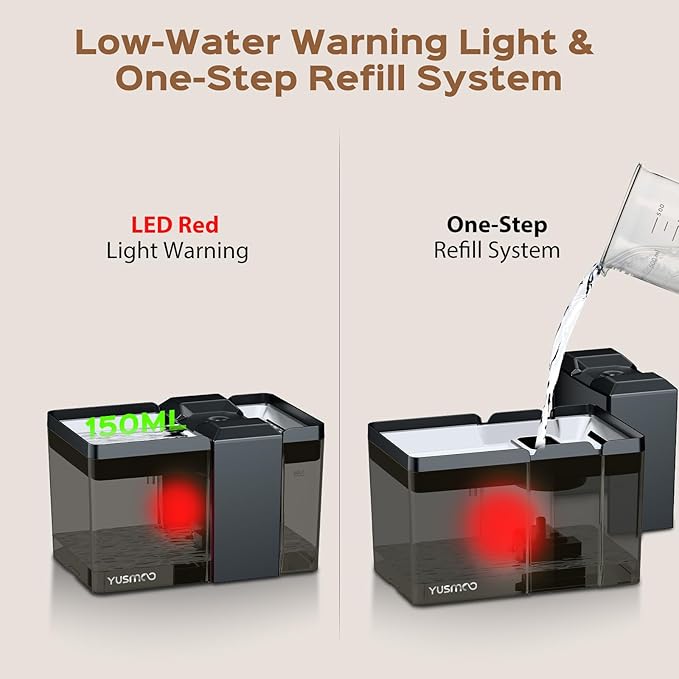 Automatic Cat Water Fountain, 2.2L/74oz Pet Fountain with 304 Stainless Steel Drinking Top, Ultra-Quiet Pump, Triple Filtration & LED Water Level Alert, BPA-Free Plastic for Cats and Small Dogs