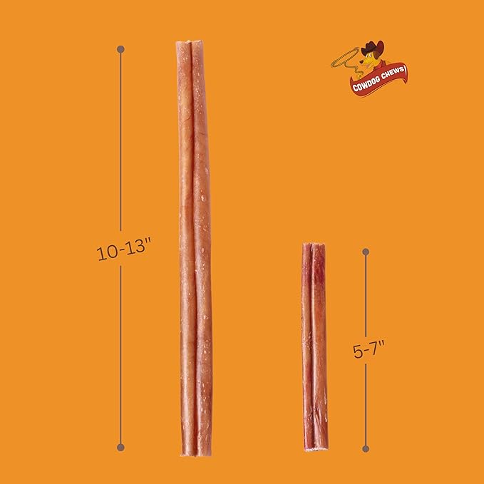 Cowdog Chews Beef Bully Stick: Odor-Free, Fully Digestible Beef Collagen Chews (9-12", 10 Count) - Natural, Grain-Free, Long-Lasting Collagen Bully Stick Substitute for All Dog Breeds