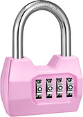 1 Pack disecu 4-Digit Combination Lock, Waterproof Outdoor Padlock for School Gym Locker, Fence, Gate, Shed, Storage Unit (Pink)