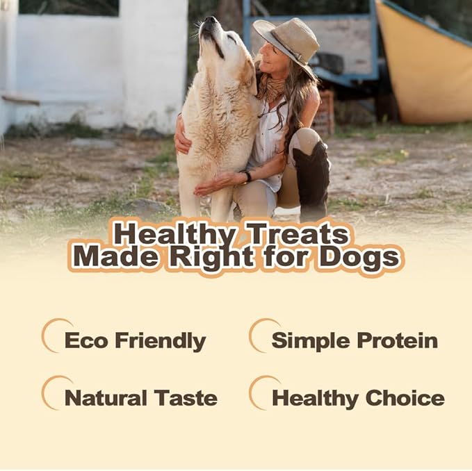 Buffalo Dog Treats W Shaped 8oz, Natural Low-Fat Chews for Training & Rewards, Limited Ingredient, Dogs & Puppies