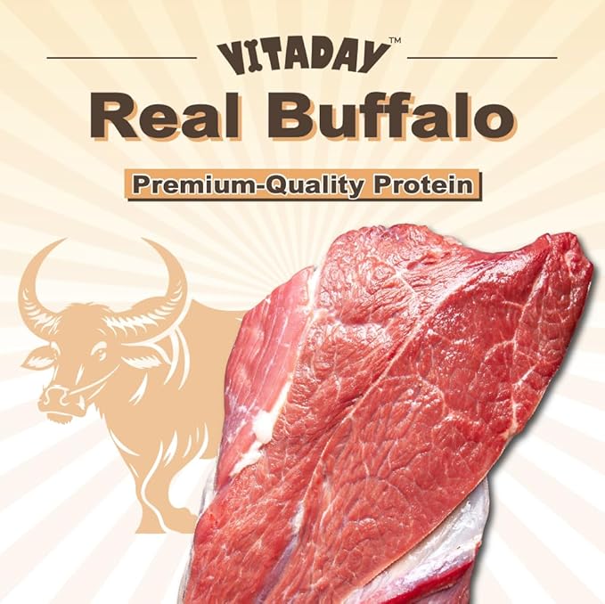 Buffalo Dog Treats Bone 8oz, Natural Low-Fat Chews for Training & Rewards, Limited Ingredient, Dogs & Puppies