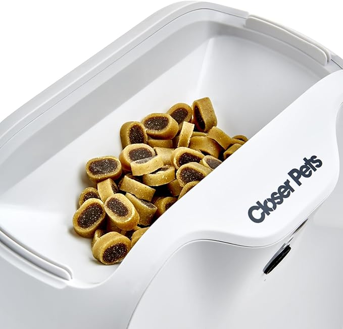 Closer Pets TreatView Pet Indoor Security Camera with Phone App (iOS/Android Compatible), with Night Vision and Built-in Treat Dispenser