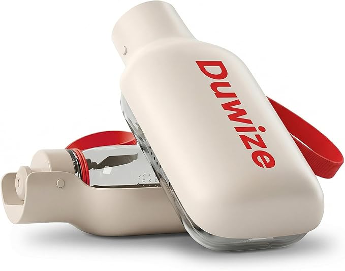 Portable Dog Water Bottle – 19 oz, Exclusive Latest Large Wide-Mouth Folding Design, Durable Handle Strap, Food-Grade Plastic, Ideal for Walking, Hiking & Outdoor Travel（Light brown）