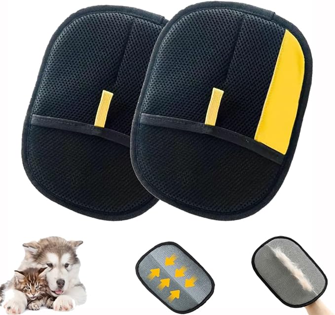 MERRYGOLD 2PCS Pet Hair Removal Glove for Cats and Dogs, Electrostatic Pet Hair Remover Glove, Reusable Magic Brush Pet Hair Remover for Bed, Clothing, Couch, Carpet, Car Seat