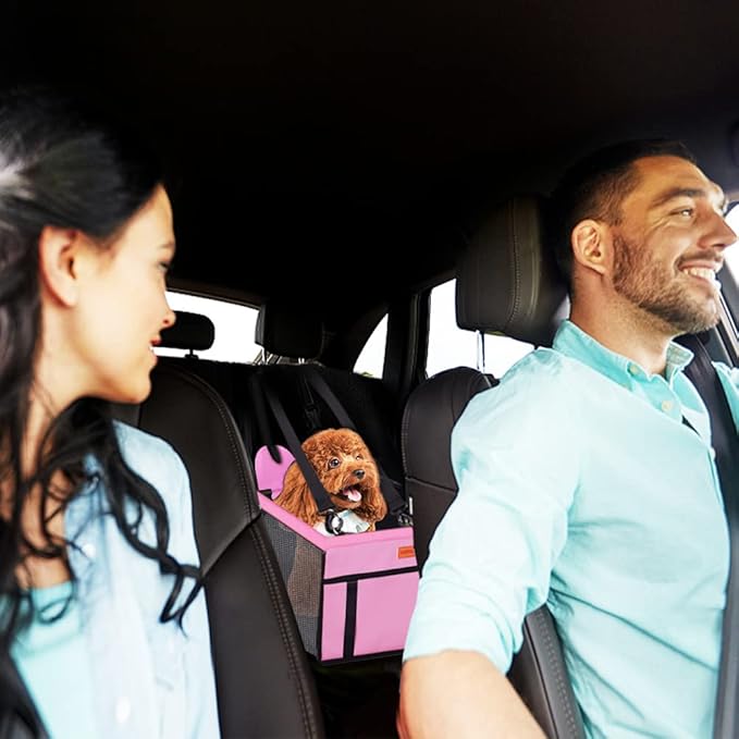 SWIHELP Dog Car Seat Puppy Portable Pet Booster Car Seat with Clip-On Safety Leash and PVC Support Pipe, Anti-Collapse,Perfect for Small Pets