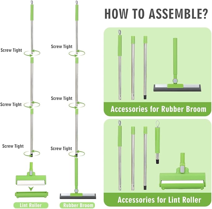 MXF Pet Hair Remover Kit - Including Carpet Rake & Large Lint Roller, 2 in 1 Pet Hair Removal Tool Cat Dog Fur Rakes Scraper Carpet Broom for Carpets, Rugs, Mats, Pet Beds