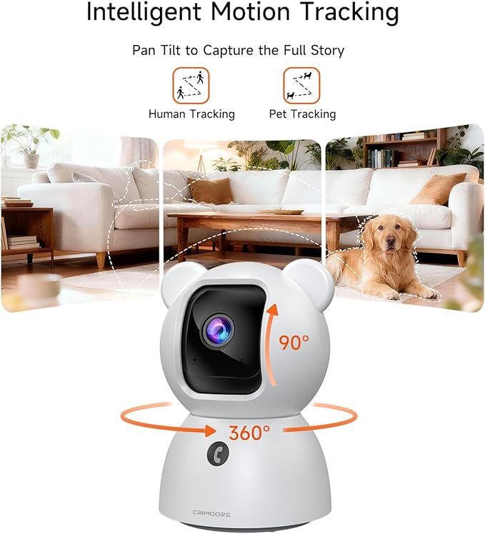 2 Pack 2.5K Cameras for Home Security, Non-Subscription AI Human/Pet/Crying Detection, 4MP Dog/Cat/Pet Camera Indoor with Phone App, Pan Tilt 2.4G WiFi Indoor Cameras, IR Night Vision, 2-Way Audio