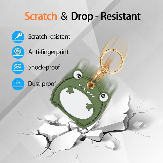 Leather Keychain Case Holder Compatible with Apple AirTag, GPS Airtag Keychain Finder Tracker with Key Ring, Anti-Scratch Protective Air Tag Cover | Leather, GPS, Airtag Keychain, Finder Tracker, with Key Ring, Anti-Scratch