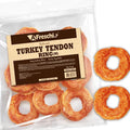 AFreschi Turkey Tendons for Dogs, USA-Sourced, Healthy Dog Treats, Rawhide-Free Puppy Chews, Long Lasting, All Natural, Hypoallergenic Dog Treats for Medium Breeds, 10 oz Pack Ring (M)