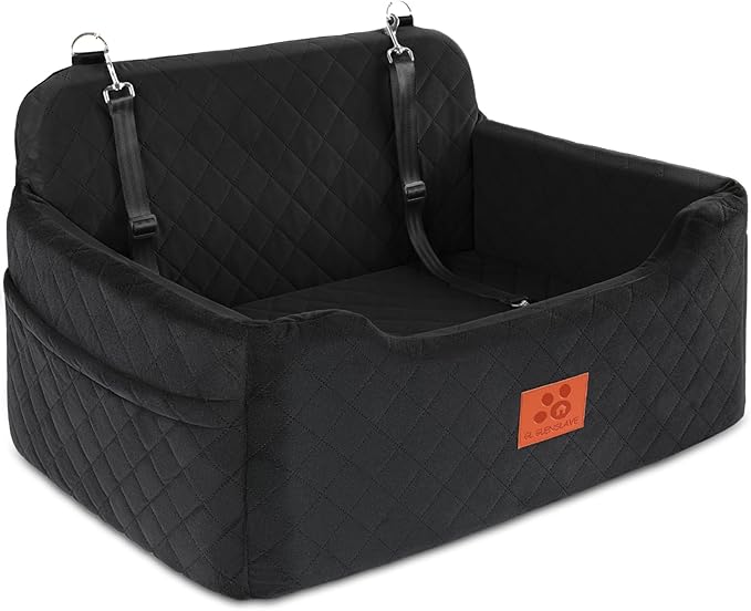 Dog Car Seat for Medium/Large Dogs,Pet Booster Car Seats for Under 50lbs or 2 Small Dogs, Detachable and Washable Pet Bed,Multi-Functional Travel Dog Bed(Black)