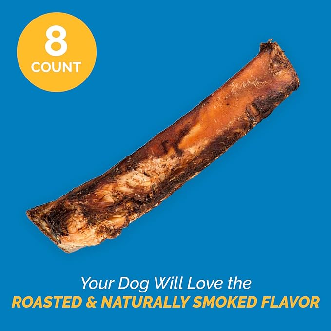 123 Treats Dog Bones for Dogs, 100% Natural Rib Bone Beef Chews from Grass Fed Cattle 7-9" (8 Count) Dog Treats and Breeds, Tasty Long Lasting Chews