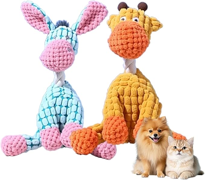 Indestructible Dog Toy, 2026 New Dog Toys for Aggressive Chewers Small Medium Large Breed, Interactive Squeaky Christmas Dog Toys Pet Plush Toy for Teething (Orange+Blue)