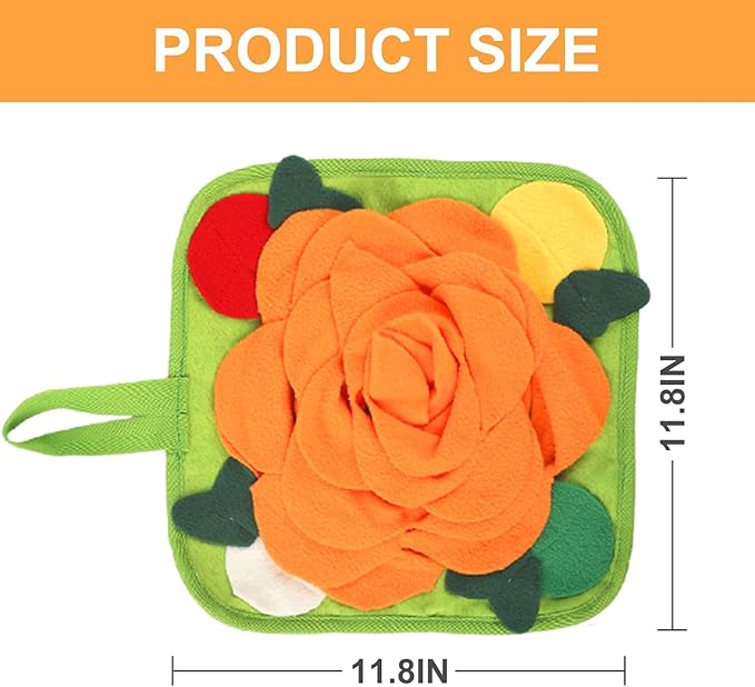 LOPERDEVE Rabbit Foraging Mat Snuffle Mat for Small Animals Rabbit Toy 11.8"x11.8" Rabbits Snuffle Mat Pets Interactive Feeding Matt Treat Dispenser for Bunny Guinea Pigs Ferrets Chinchillas Orange