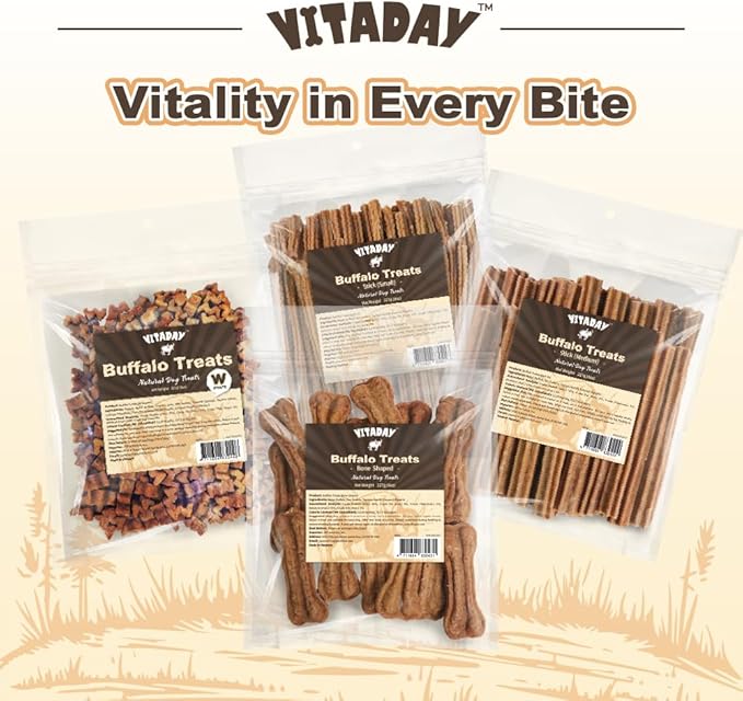 Buffalo Dog Treats Stick (M) 8oz, Natural Low-Fat Chews for Training & Rewards, Limited Ingredient, Perfect for Medium Dogs & Puppies