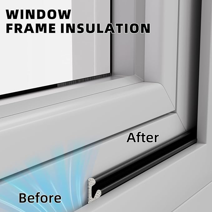 1 Pack*32.8 Ft Self-Adhesive V Shape Foam Window Weather Stripping Door Seal Insulation Strip for Winter, Soundproof Exterior Front Frame Gap Filler, Draft Stopper Tape Noise Light Blocker (Black)