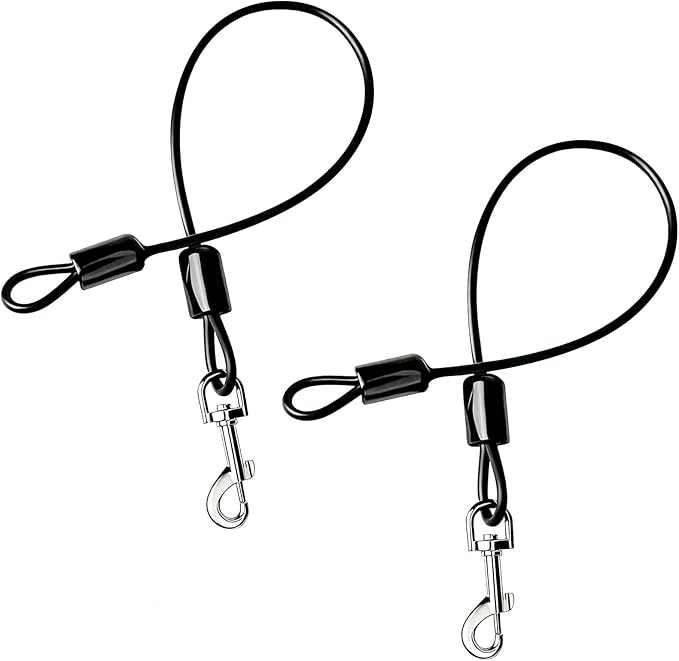 Chew Proof Dog Leash, 2 Pack Metal Cable Lead Collar Extender Non-Tangle Connect Dog Leash for Teething Puppies Small Medium and Large Dogs for Collars and Harnesses (3mm, S)